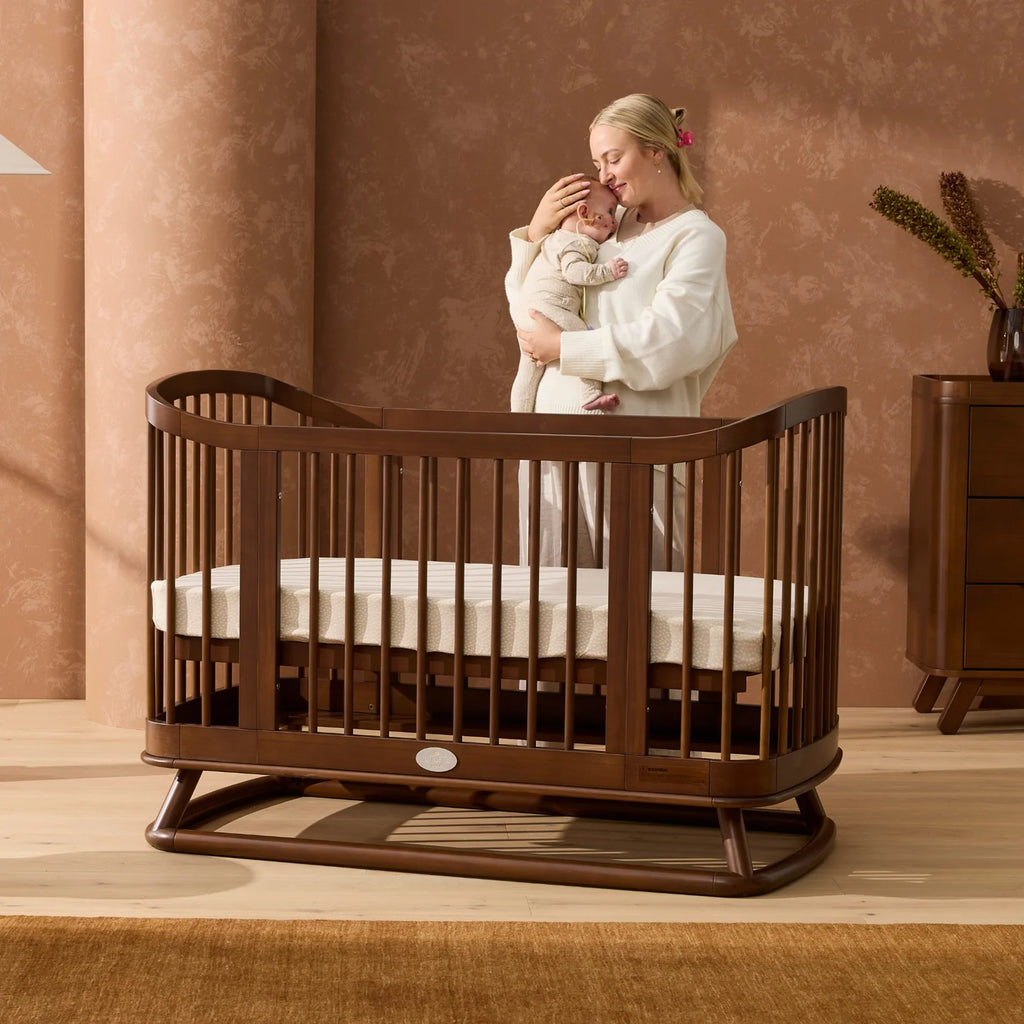 Luca Sustainable Timber Cot in Walnut PRE ORDER ETA LATE JULY