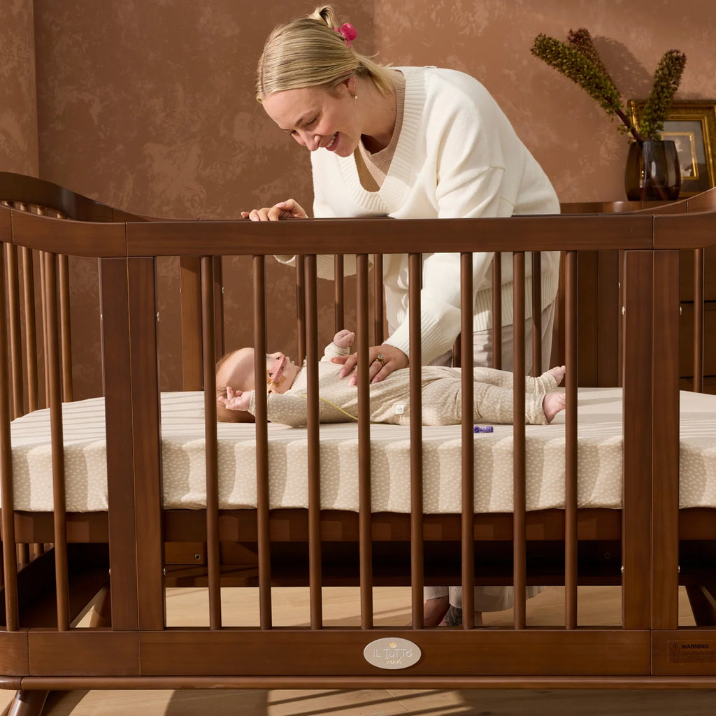 Luca Sustainable Timber Cot in Walnut PRE ORDER ETA LATE JULY