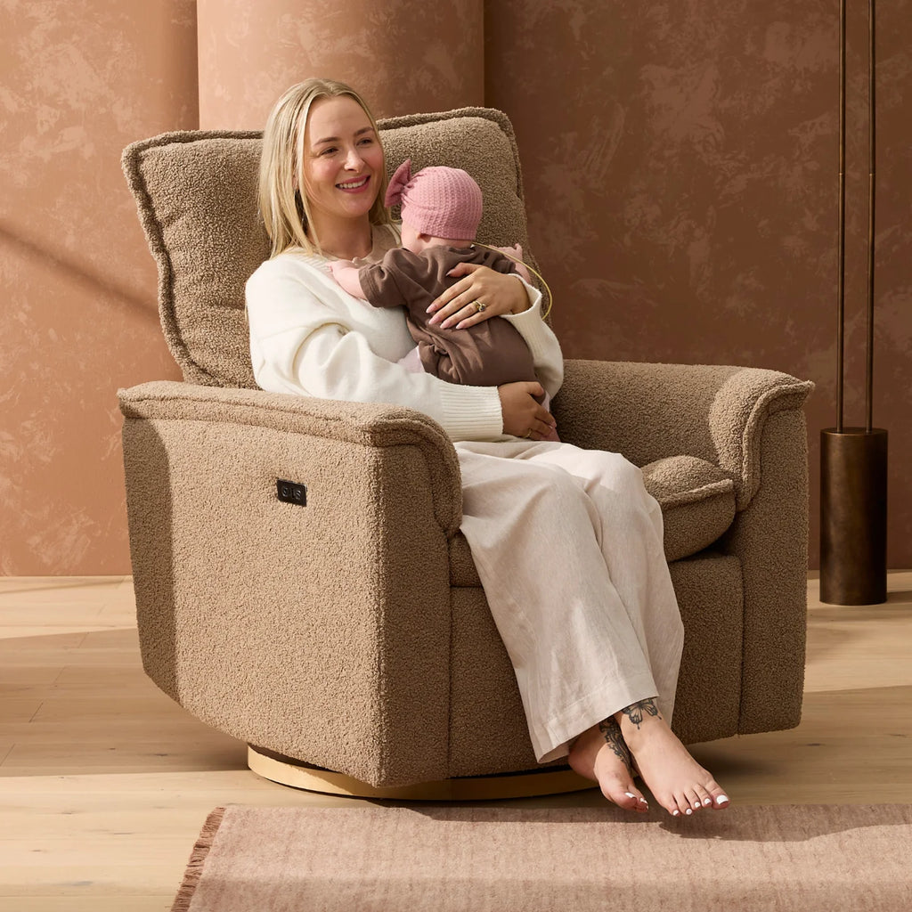 Louie Electric Recliner Glider Nursery Chair - Mocha Teddy PRE ORDER