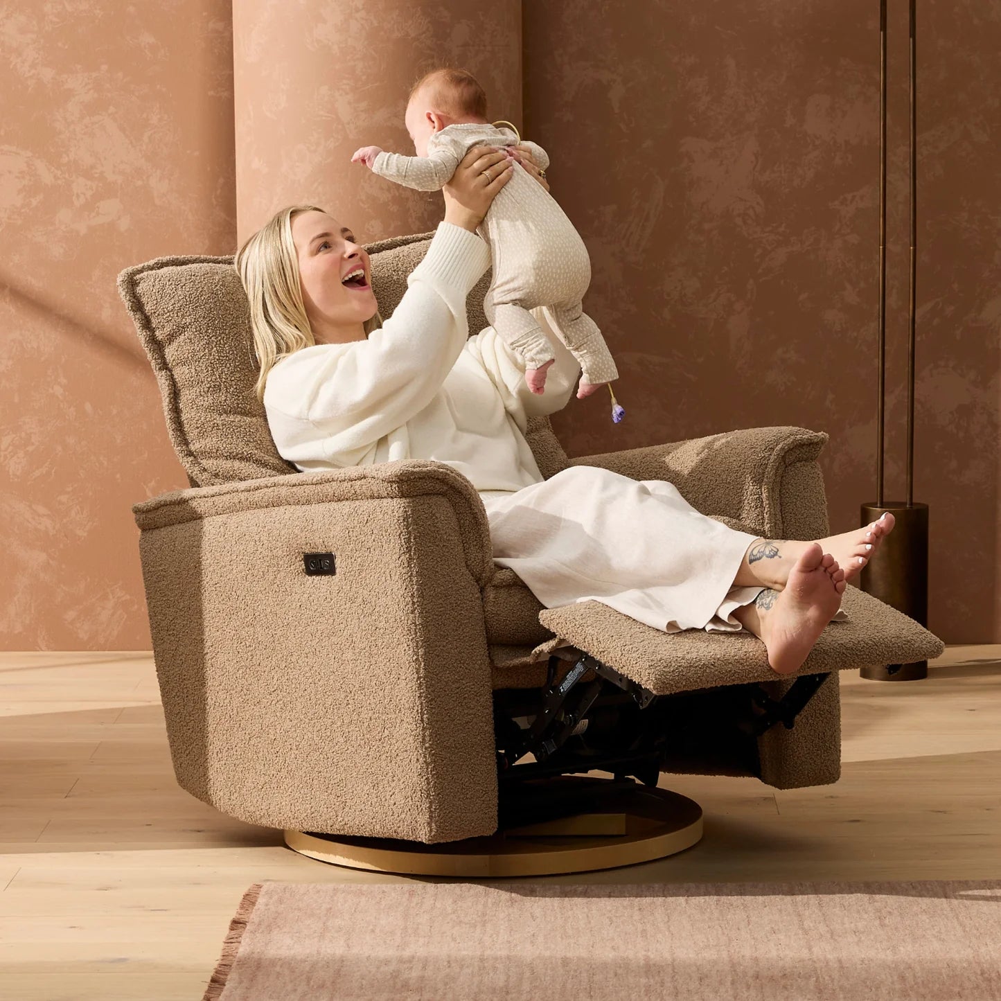 Louie Electric Recliner Glider Nursery Chair - Mocha Teddy PRE ORDER