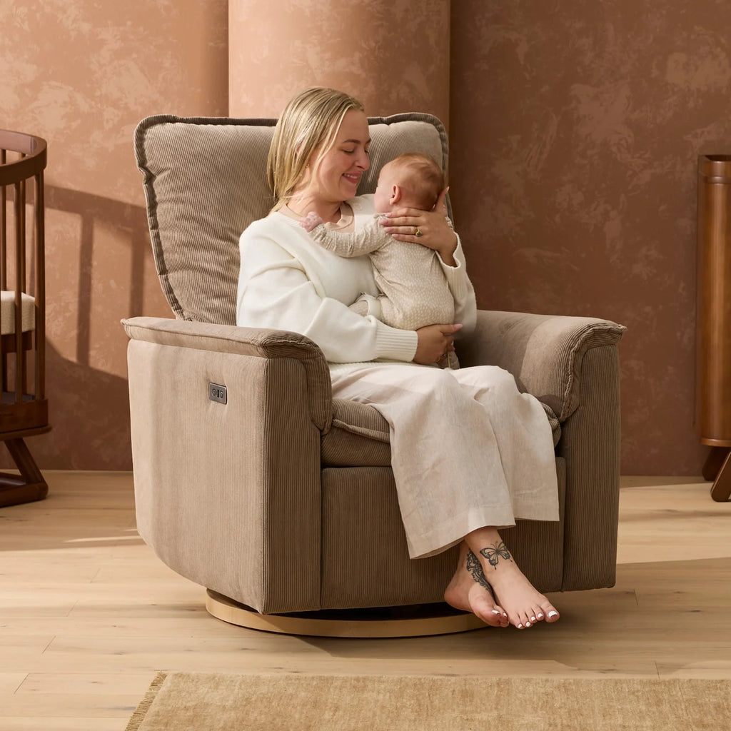 PRE SALE Louie Electric Recliner Glider Nursery Chair - Mocha Corduroy