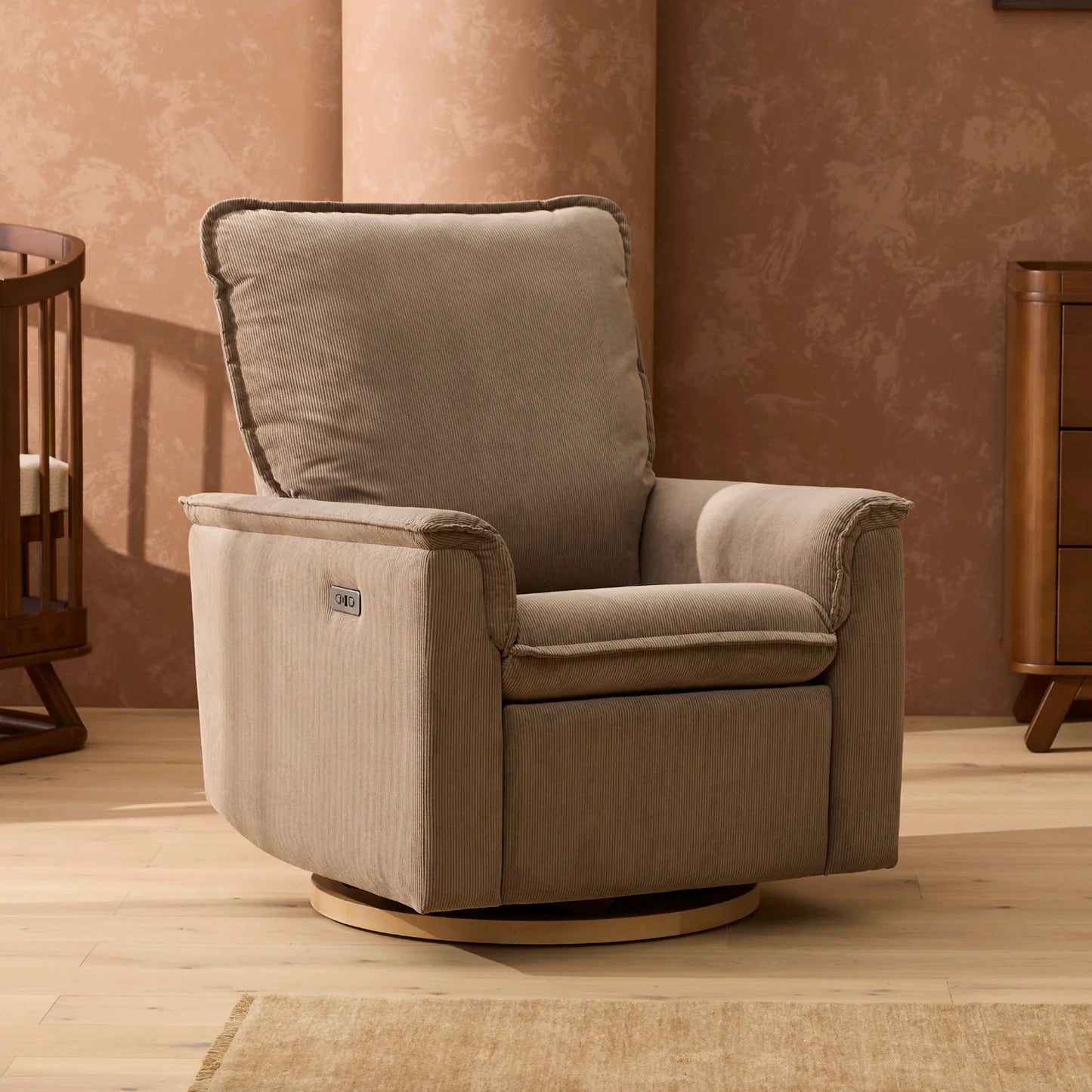 PRE SALE Louie Electric Recliner Glider Nursery Chair - Mocha Corduroy