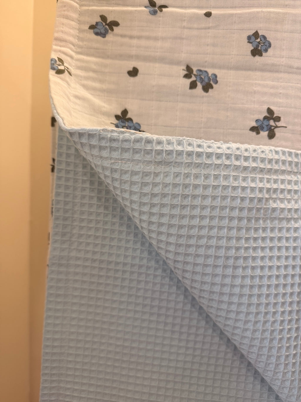 babi collective Reversible Waffle Blanket | Blueberry Fields