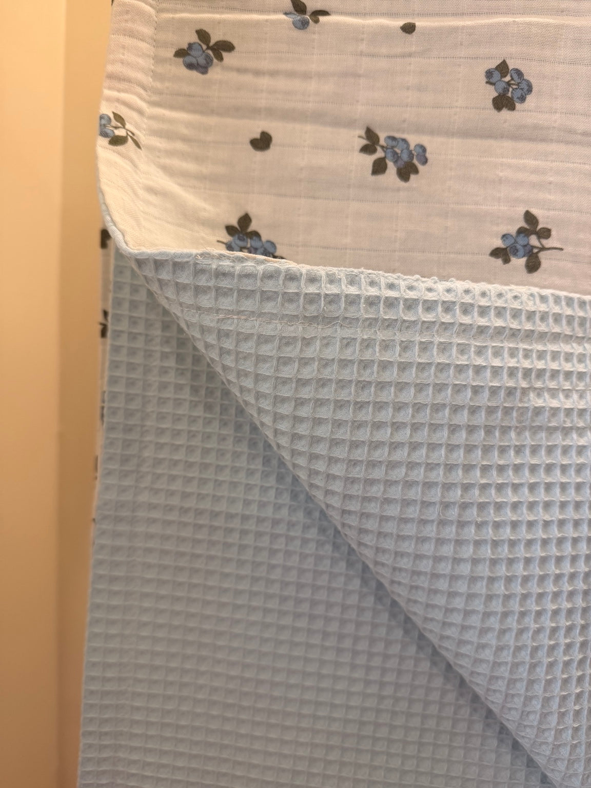 babi collective Reversible Waffle Blanket | Blueberry Fields