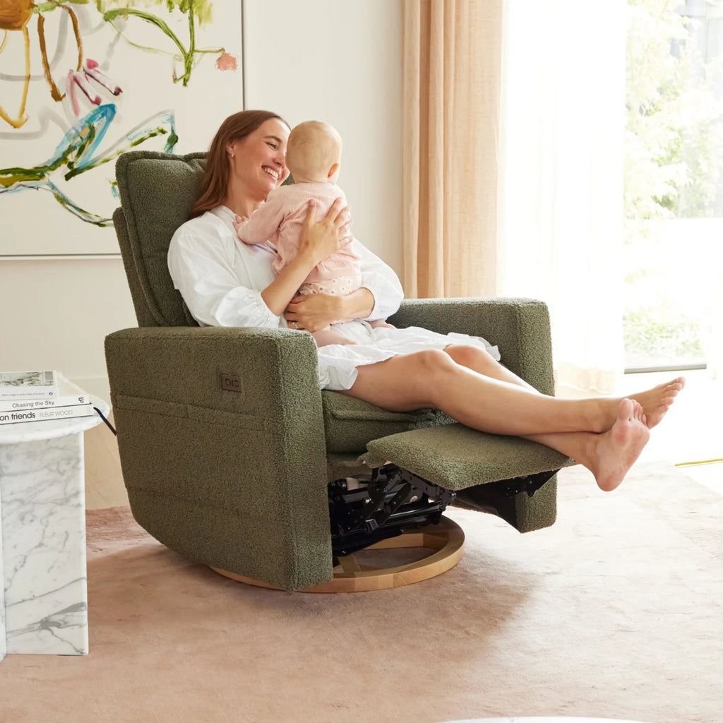 Frankie Electric Recliner/Glider Chair - Olive Teddy