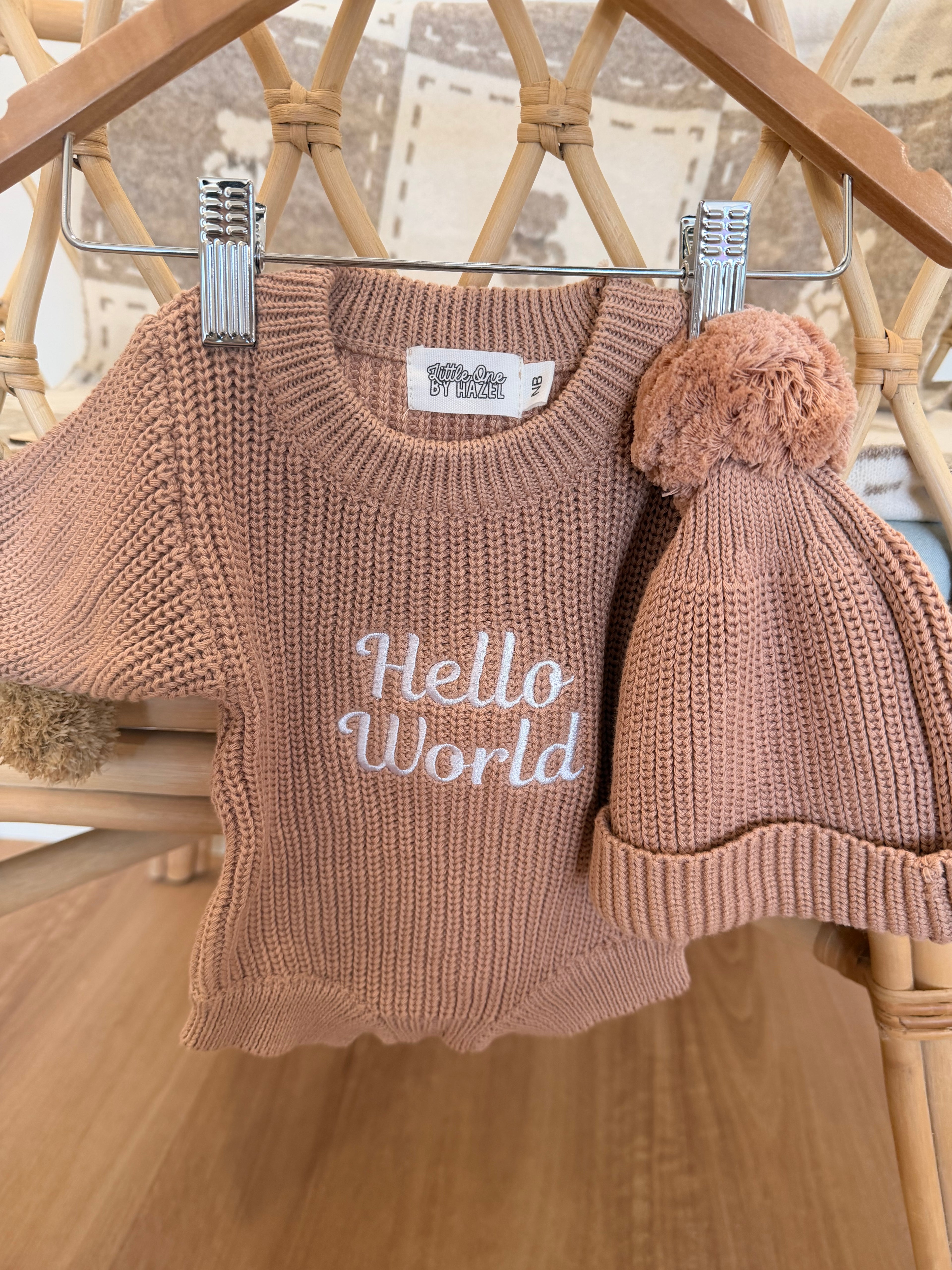Newborn Knitted Romper with Beanie