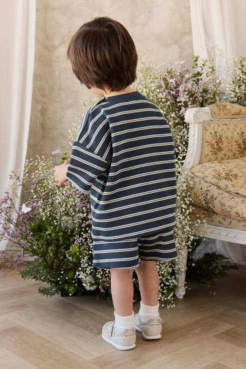 Organic Cotton Waffle Leith Short - Dreamer Stripe Captain