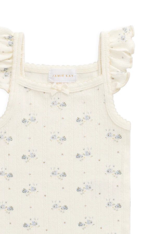 Organic Cotton Pointelle Eliane Bodysuit - Molly Blue
