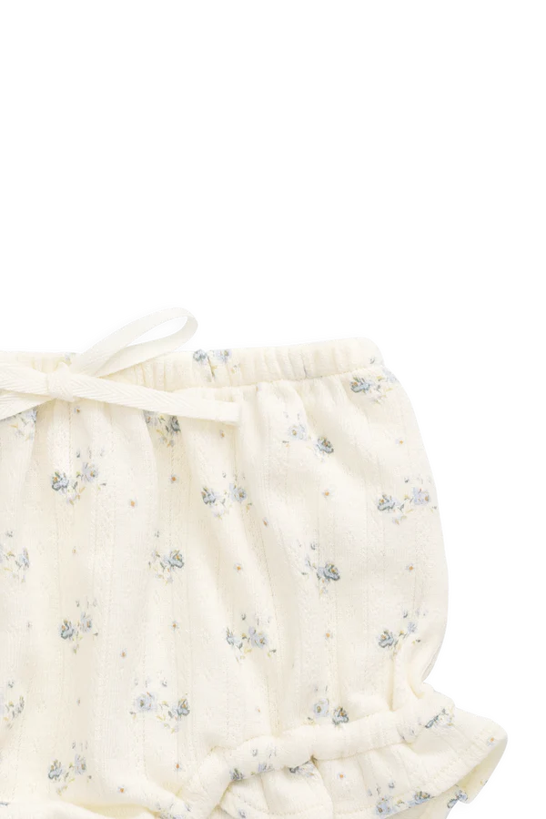 Organic Cotton Pointelle Frill Bloomer - Molly Blue