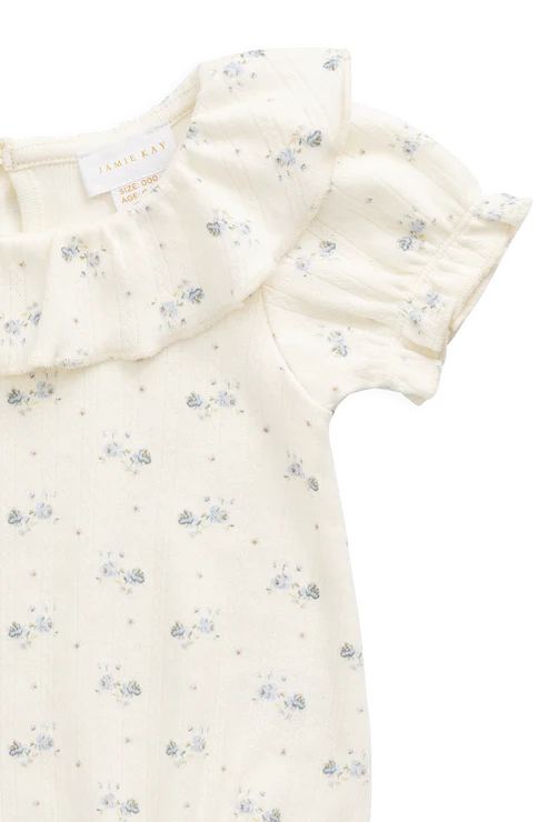 Organic Cotton Pointelle Marlene Bodysuit - Molly Blue