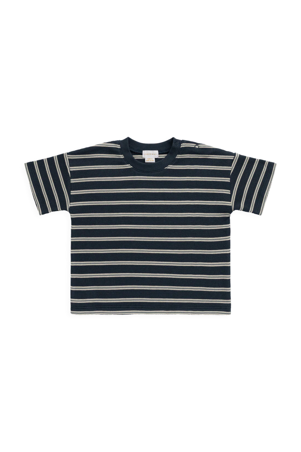 Organic Cotton Waffle Leith Tee - Dreamer Stripe Captain