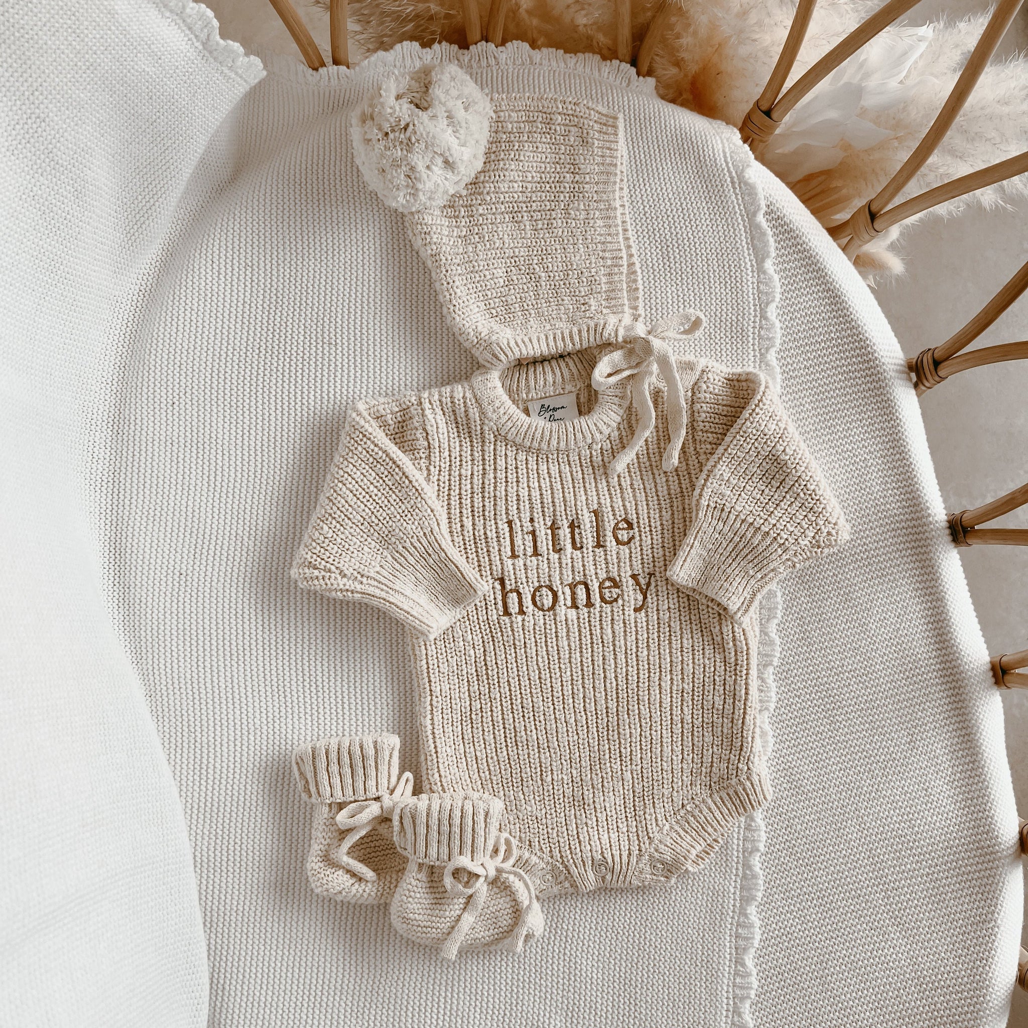 SET - Little Honey' Chunky Knit Romper