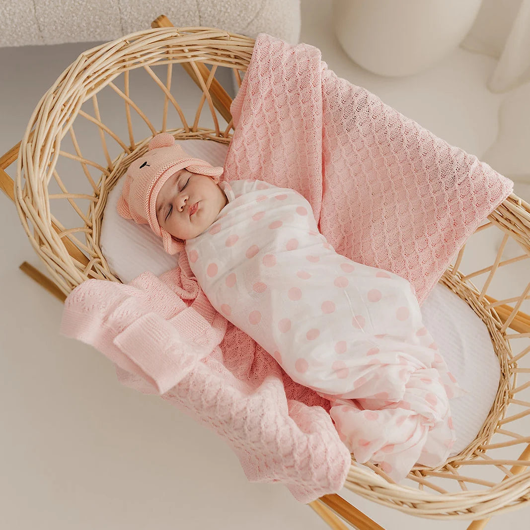 Pink Spot Muslin & Pram Clip Set