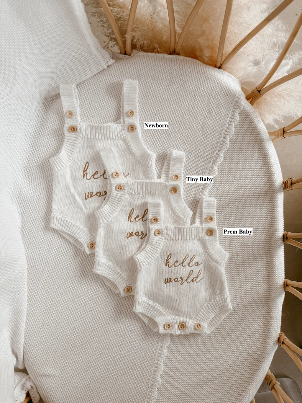 TINY BABY 'Hello World' Singlet Knit Romper - Milk