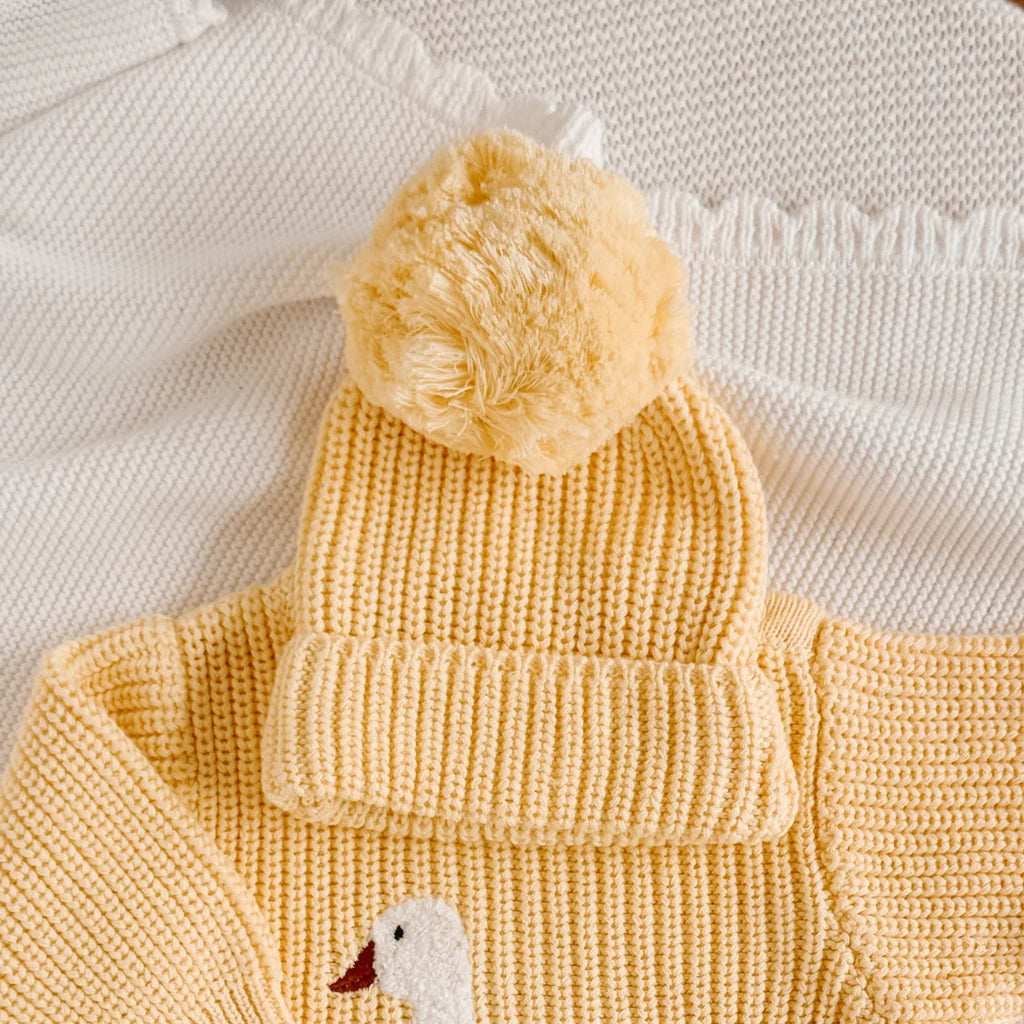 Goose Chunky Knit Romper - Lemon