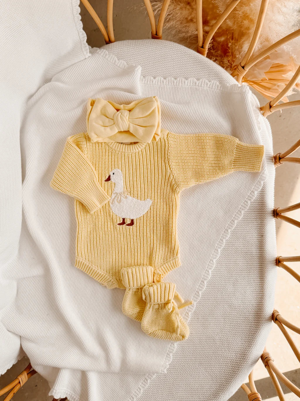 Goose Chunky Knit Romper - Lemon