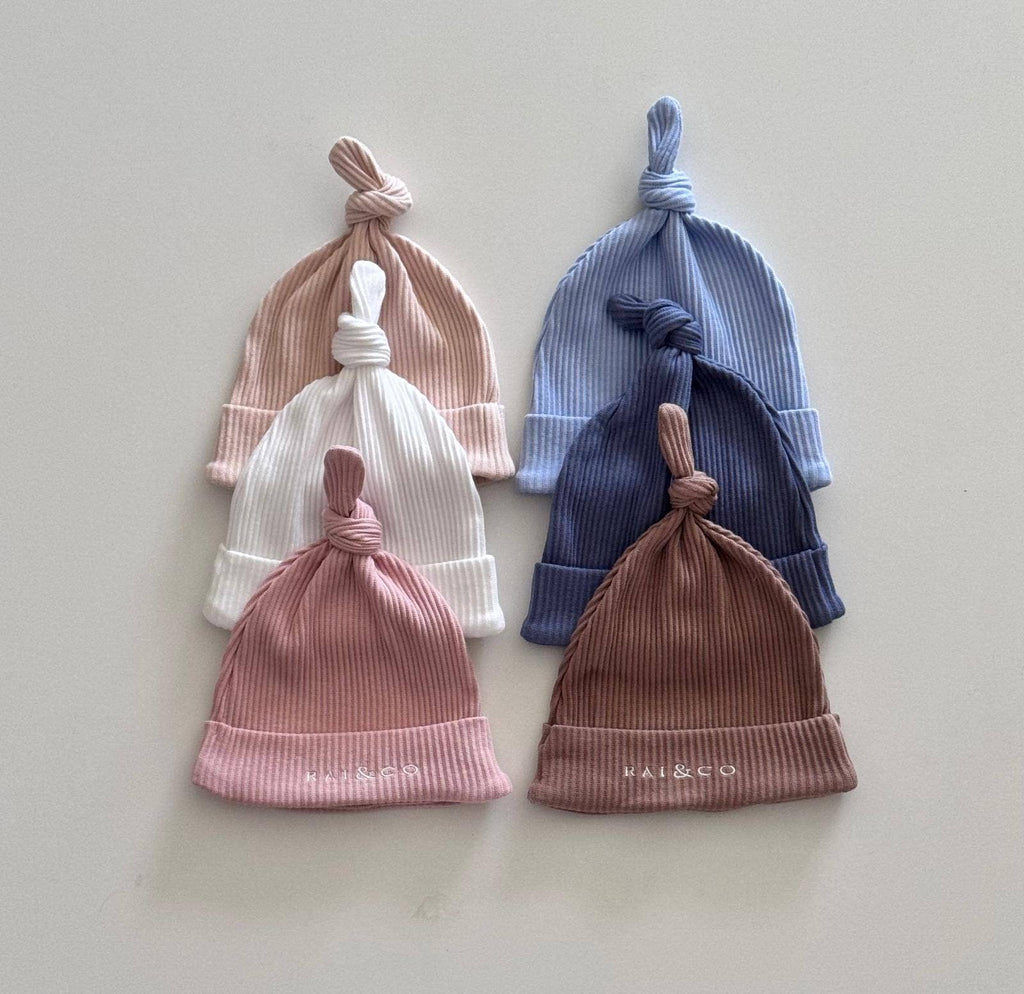 Baby Beanie Ribbed Knotted
