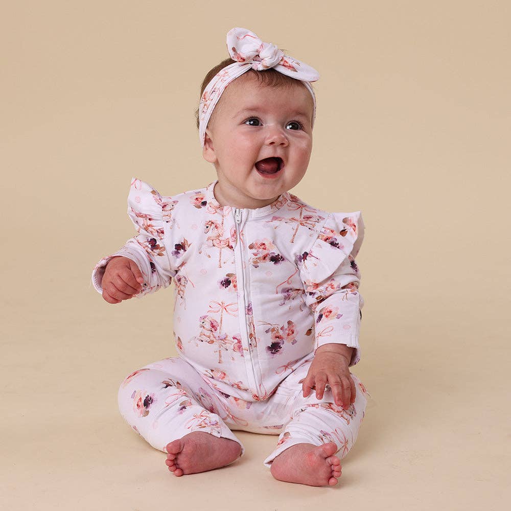 Carousel Organic Snugglesuit Convertible Romper with Frill