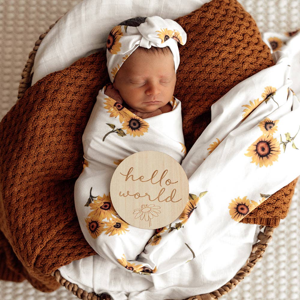 Sunflower Organic Jersey Wrap & Topknot Set