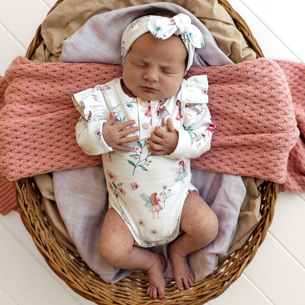 Fairy Garden Long Sleeve Organic Bodysuit with Frill