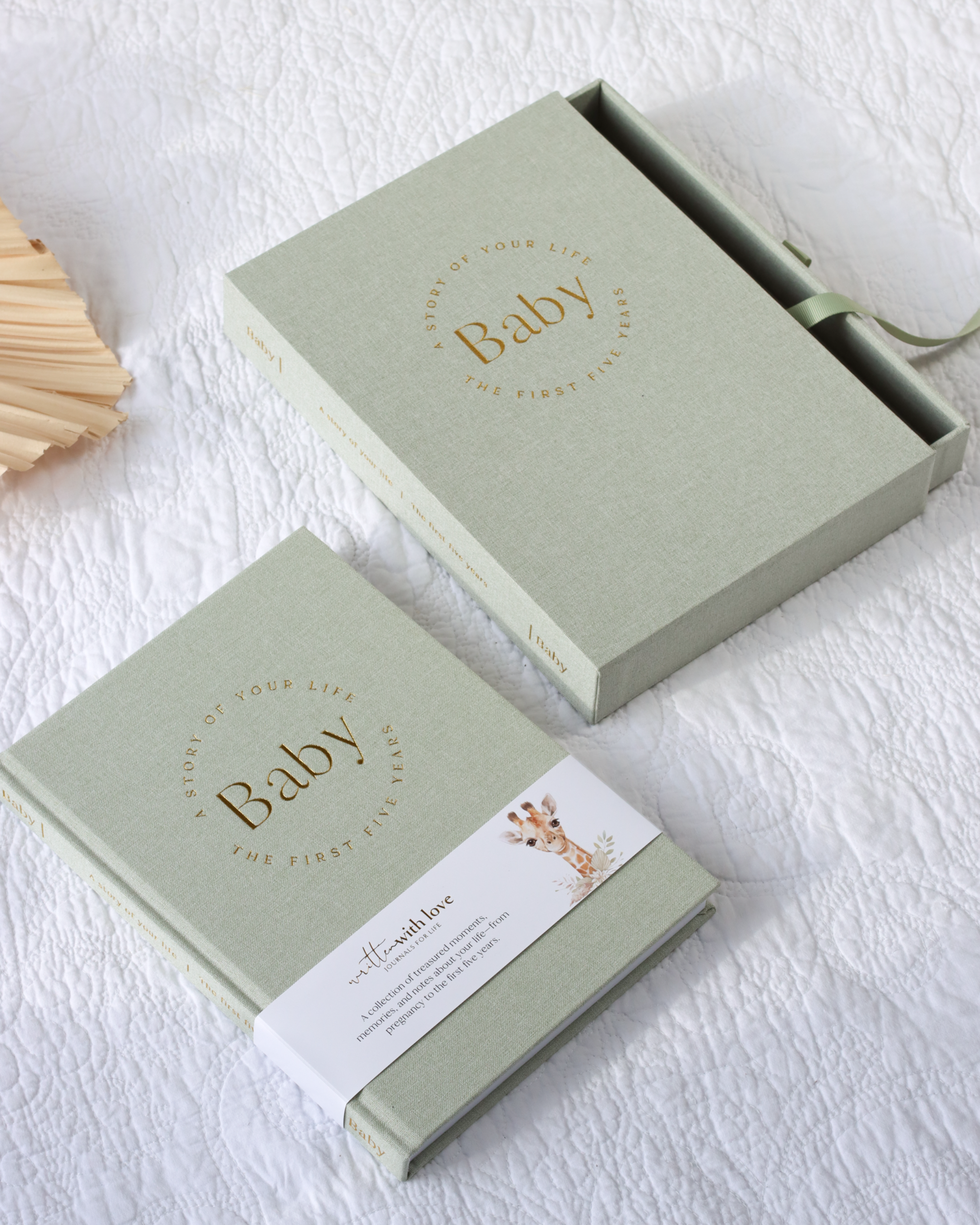 Baby Memory Book - Pregnancy to 5 Years - Sage Green - Boxed