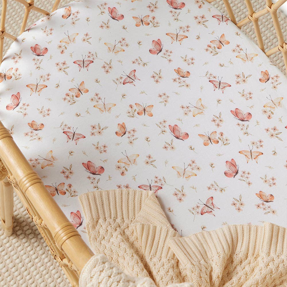 Butterfly Organic Bassinet Sheet / Change Pad Cover