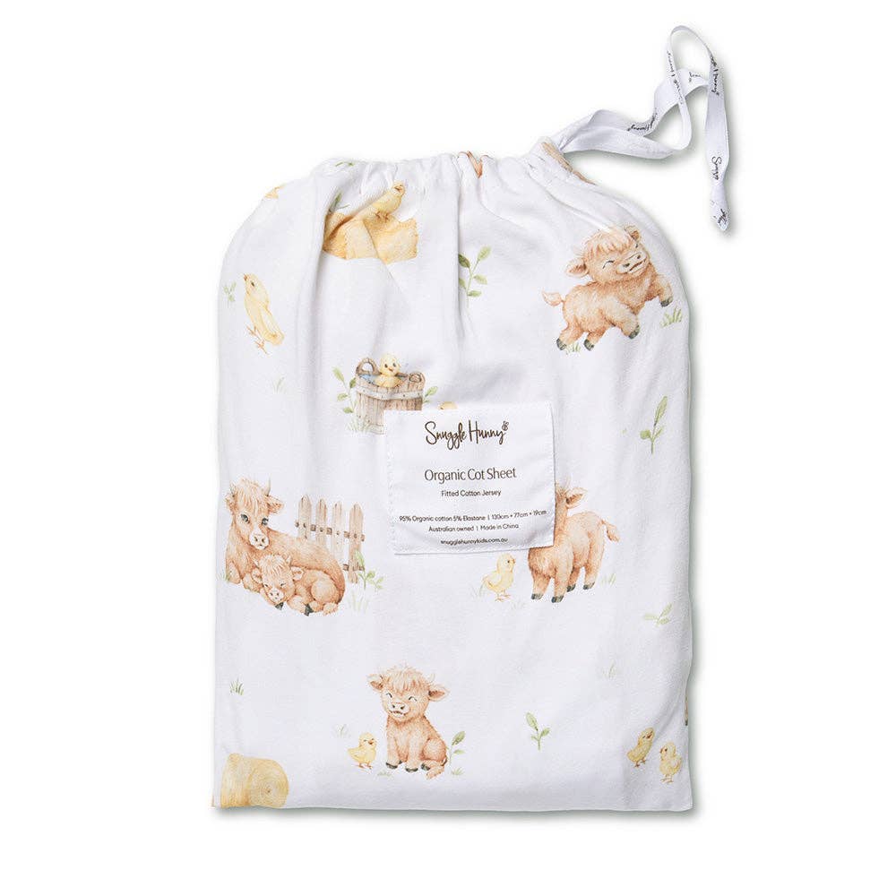Highland Cows Organic Fitted Cot Sheet