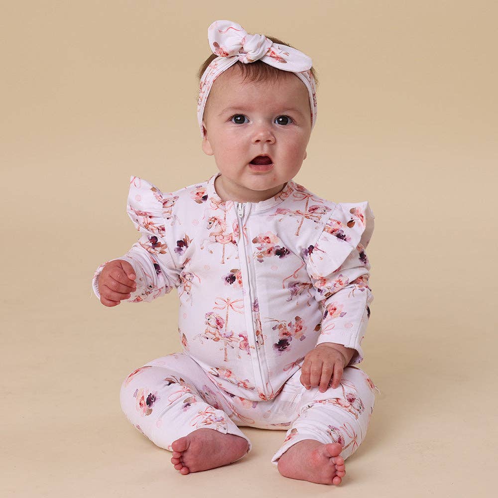 Carousel Organic Snugglesuit Convertible Romper with Frill