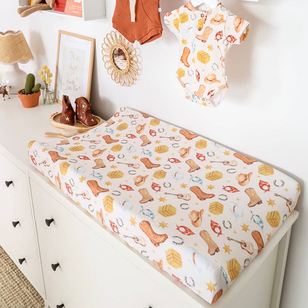 Cowboys Organic Bassinet Sheet / Change Pad Cover