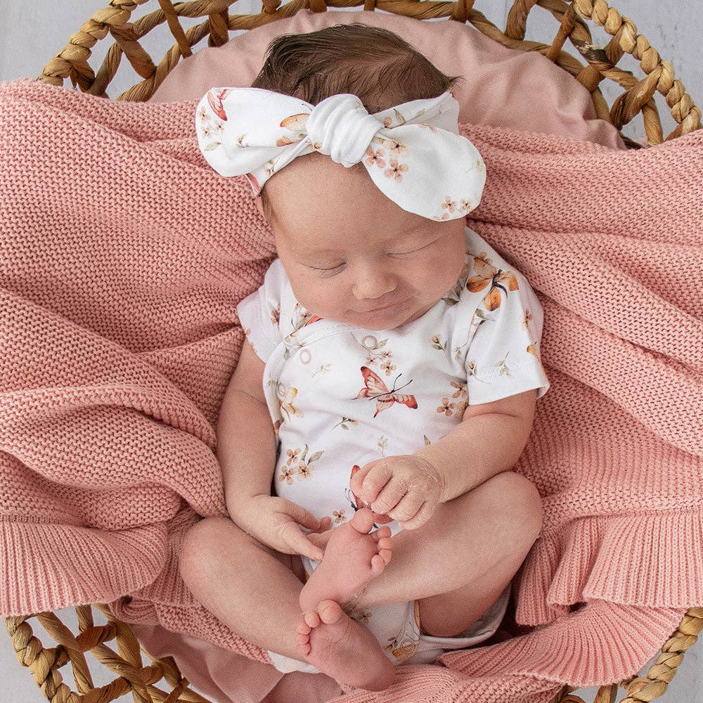 Butterfly Short Sleeve Organic Kimono Bodysuit