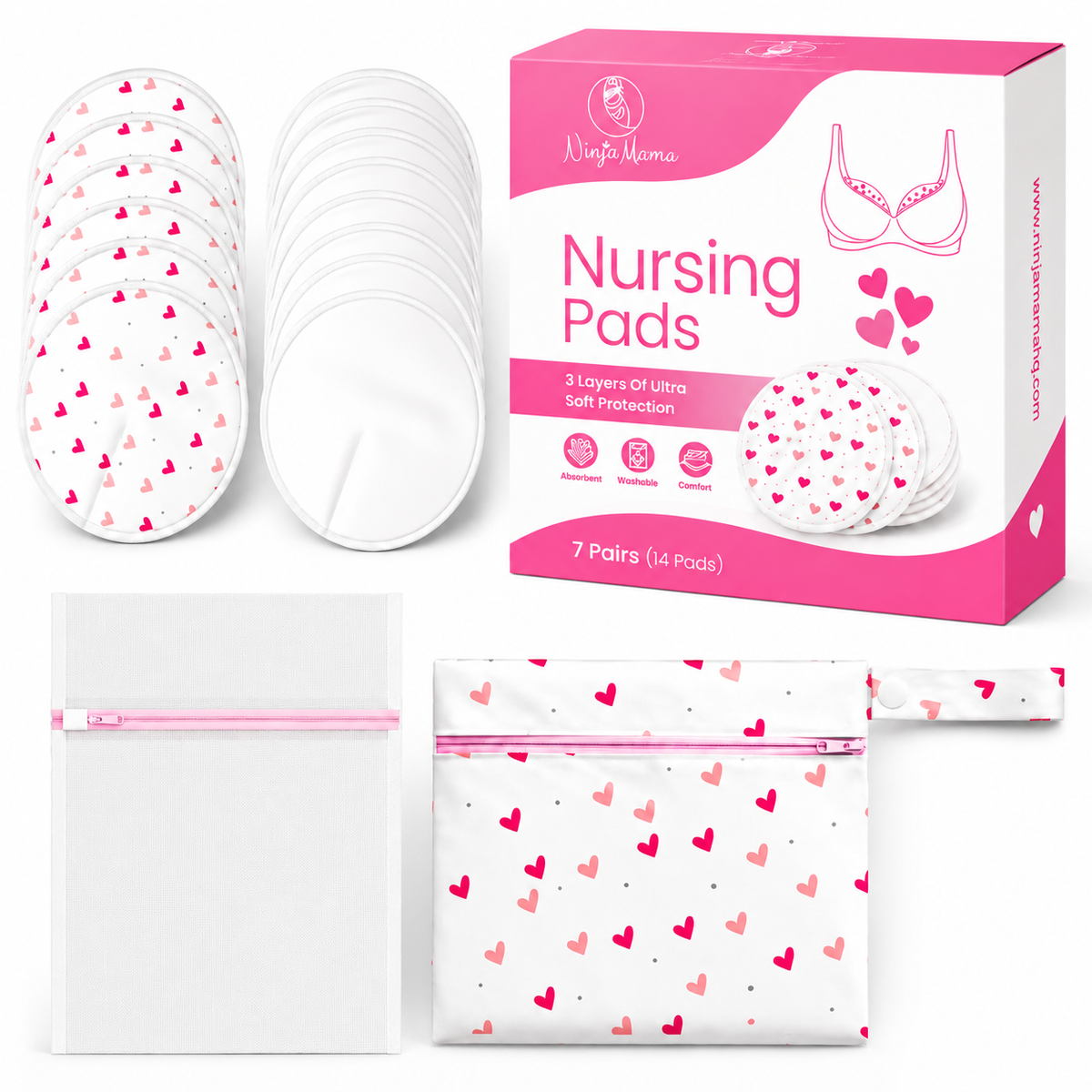Ninja Mama 3 layer Washable Organic Bamboo Nursing Pads