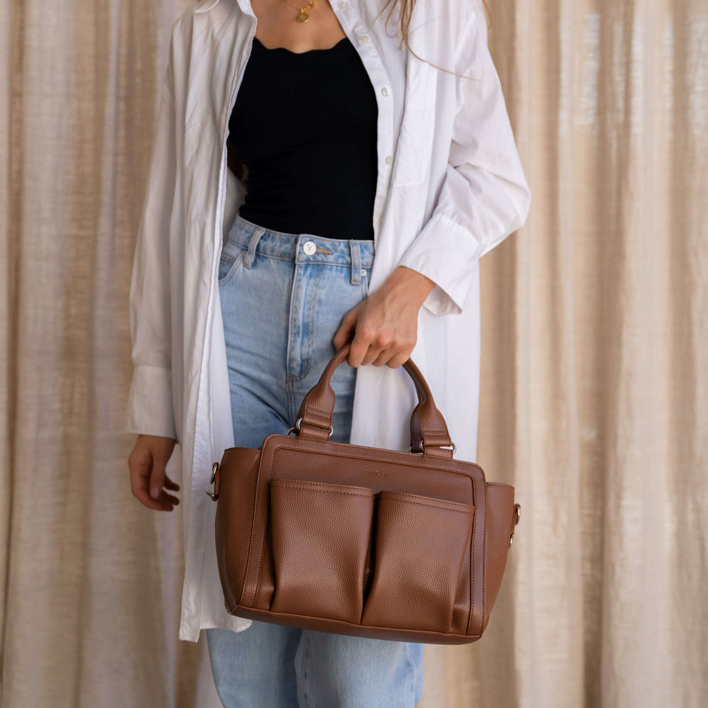 Amelia Convertible Pram Caddy - Pebbled Tan v2