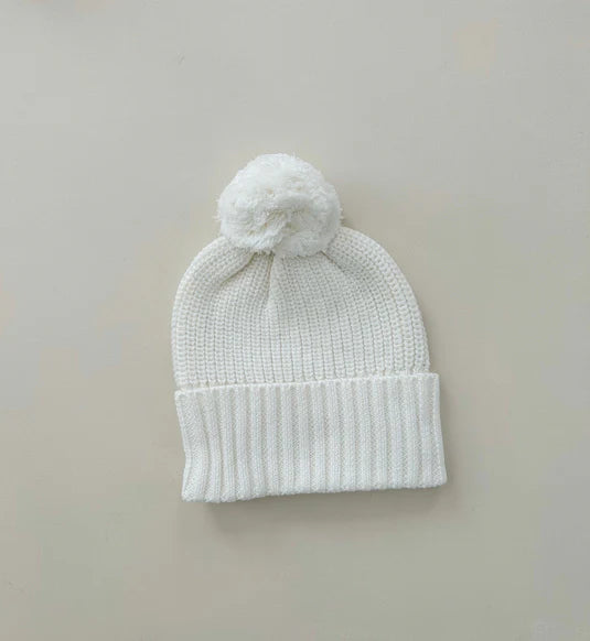 CUFF KNIT BEANIE | MILK - 0-3 MONTHS