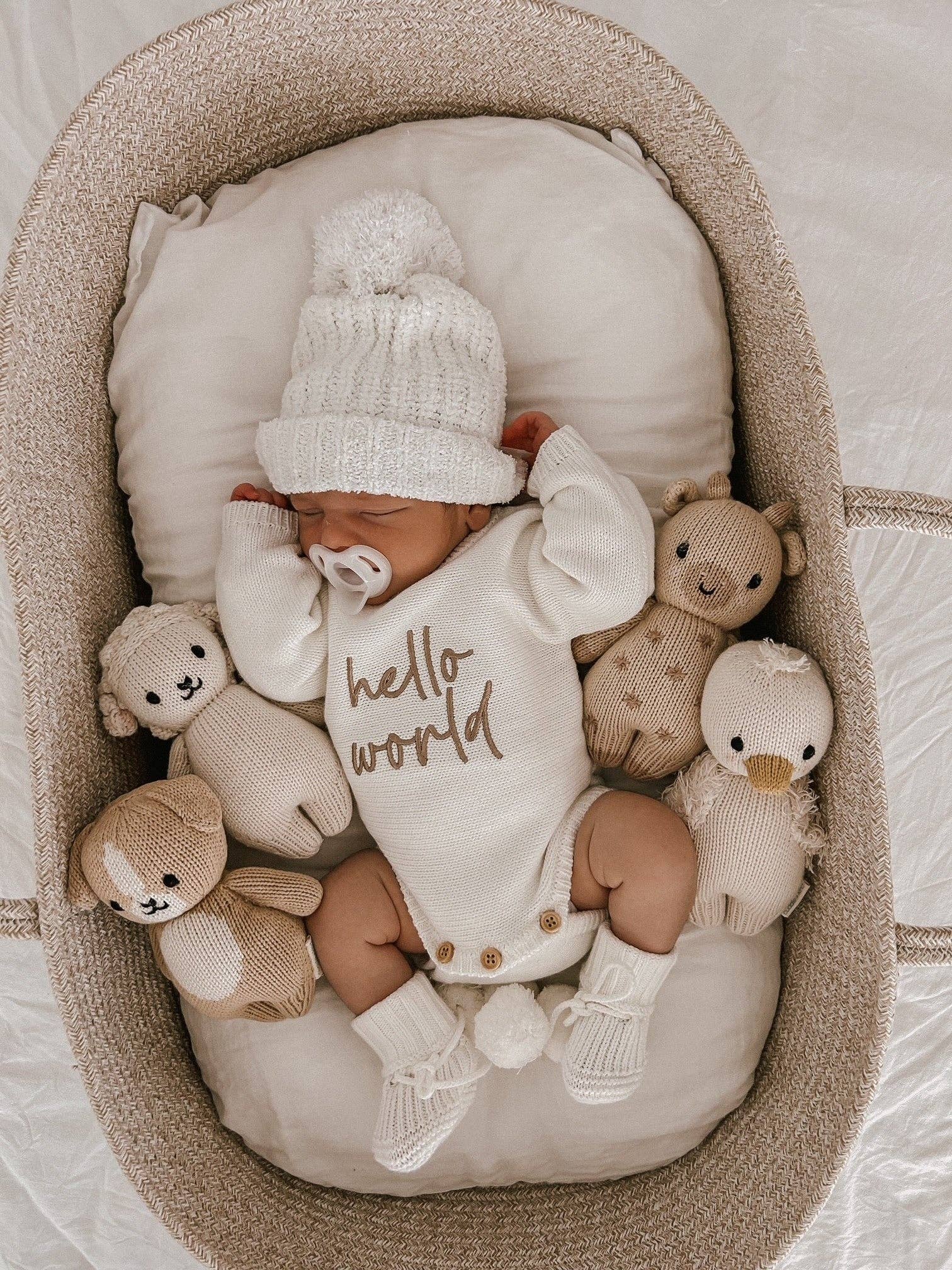 HELLO WORLD - CLASSIC BIRTH ANNOUNCEMENT ROMPER | MILK