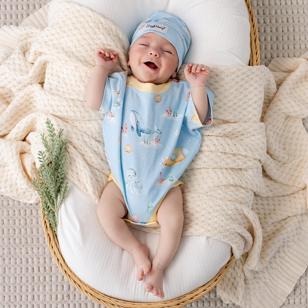 Blue Little Subs Organic Oversized Romper
