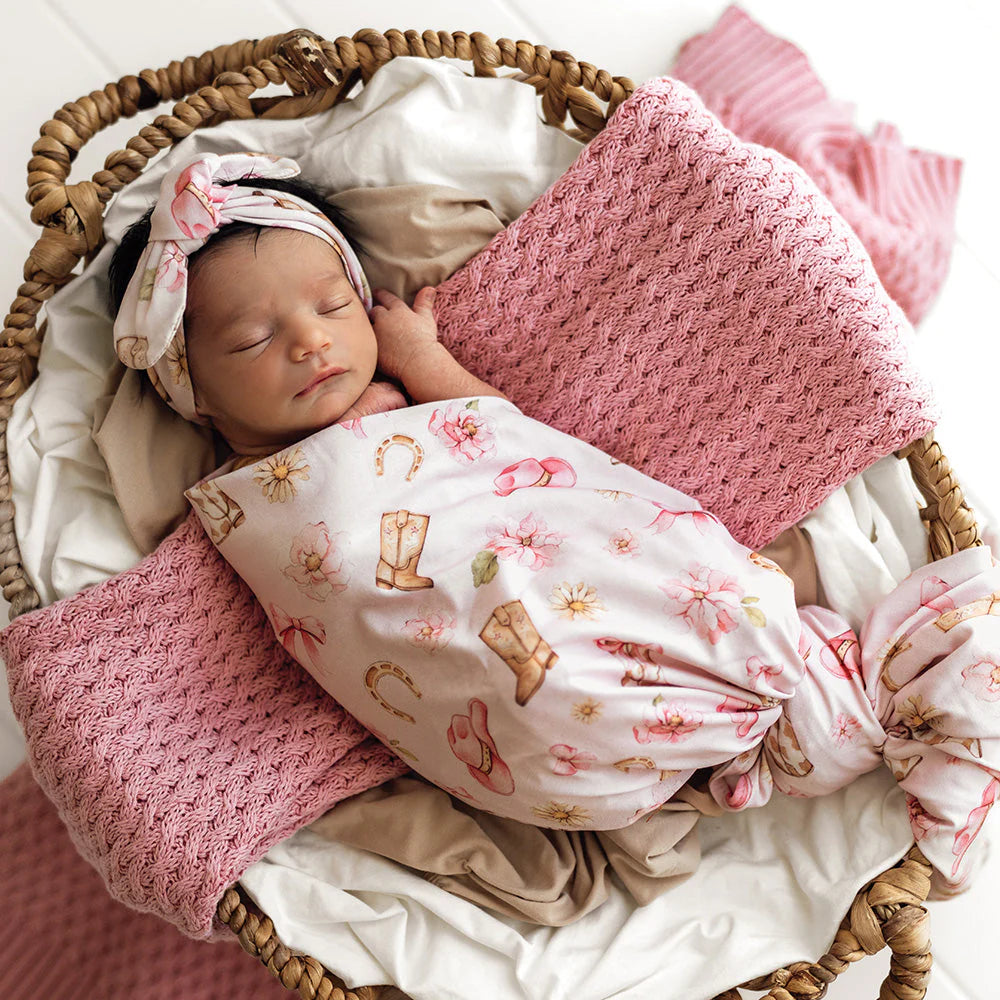 Boots & Bows Organic Jersey Wrap & Topknot Set