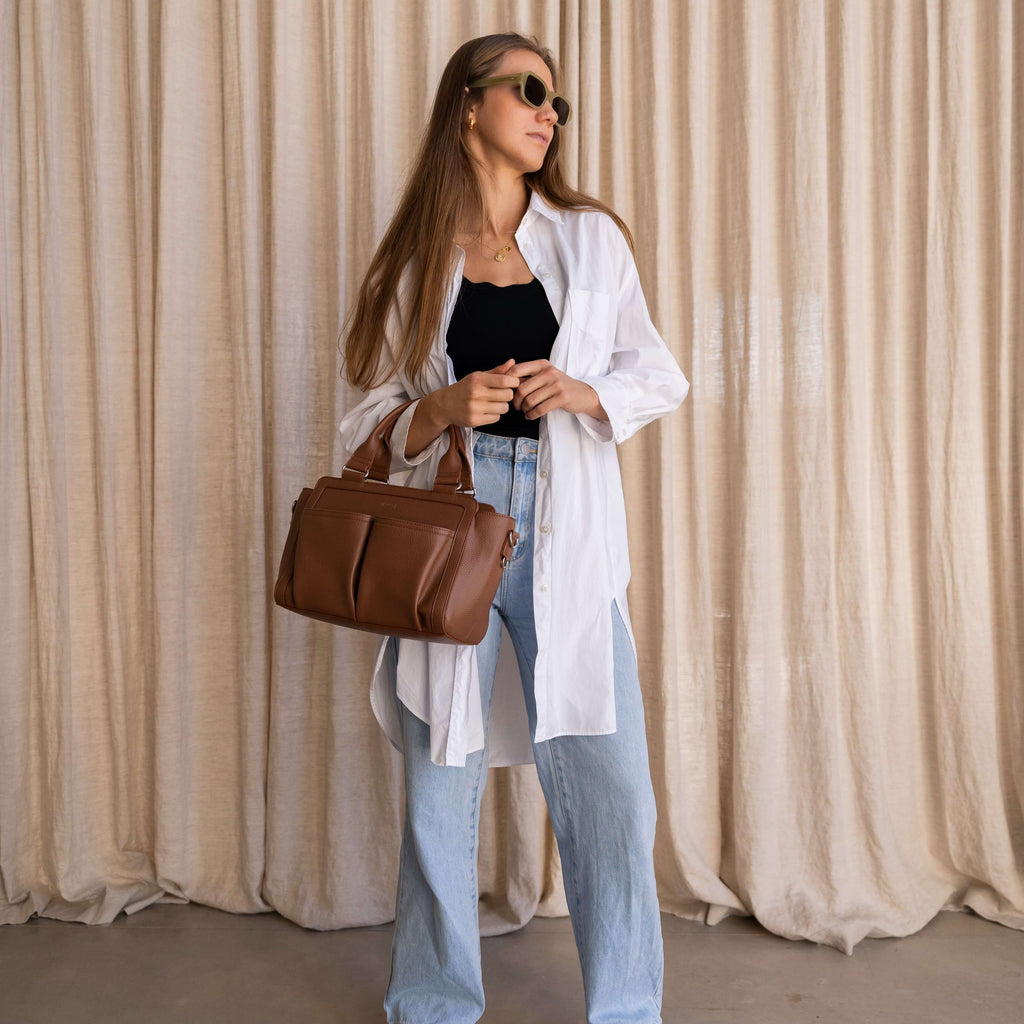 Amelia Convertible Pram Caddy - Pebbled Tan v2