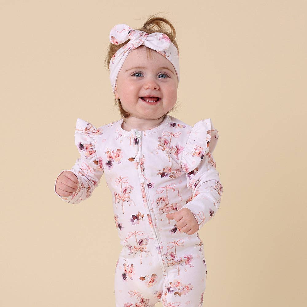 Carousel Organic Snugglesuit Convertible Romper with Frill
