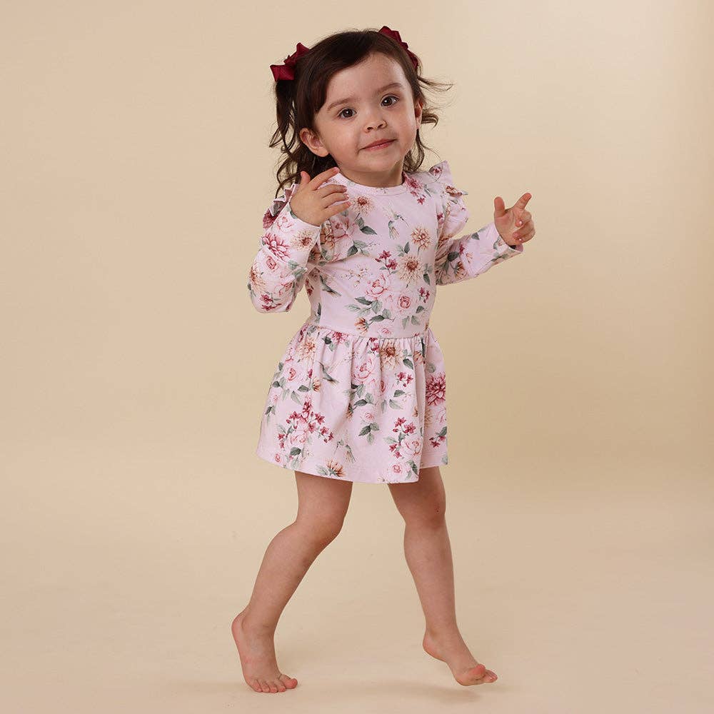 Birds & Blooms Long Sleeve Organic Dress