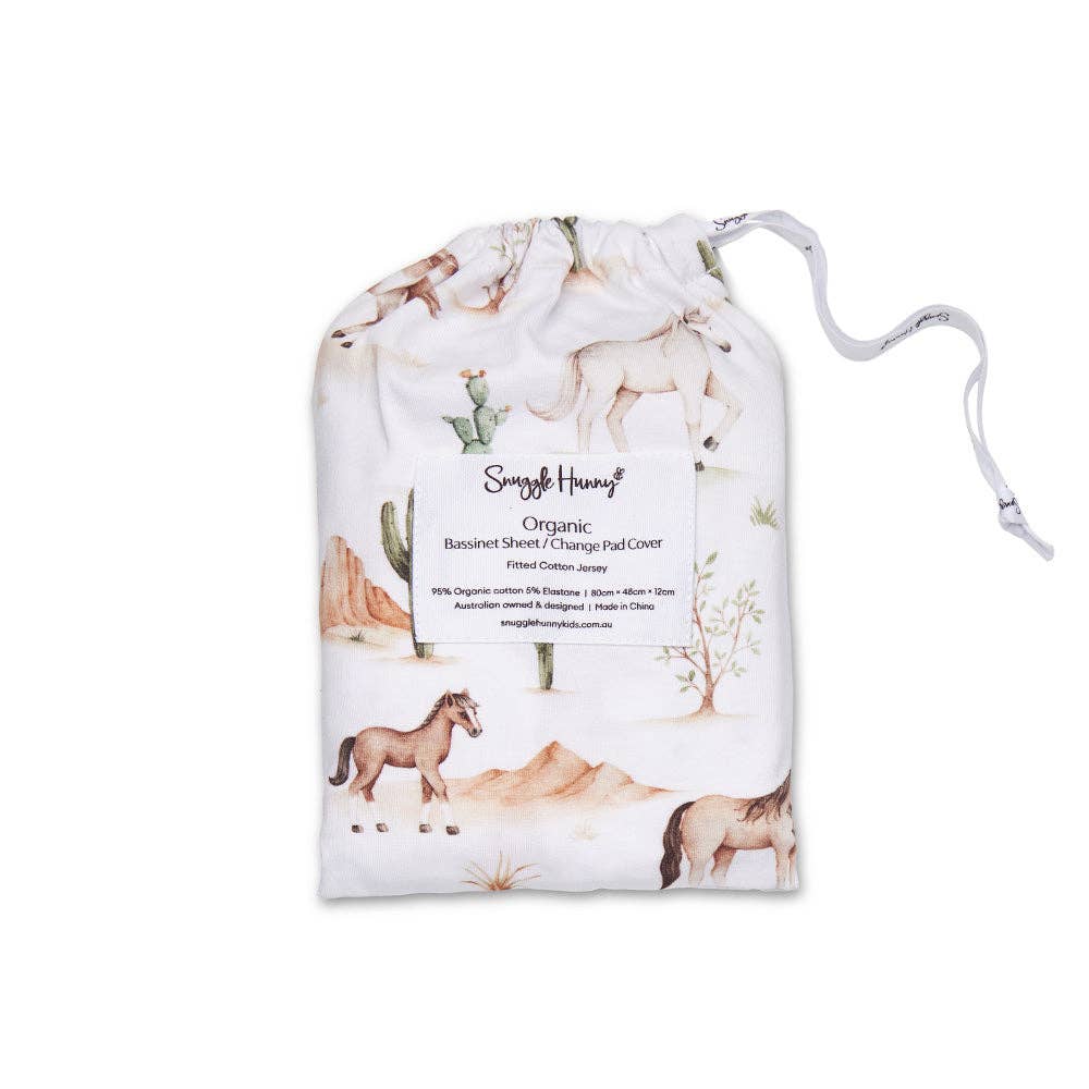 Wild Horses Organic Bassinet Sheet / Change Pad Cover