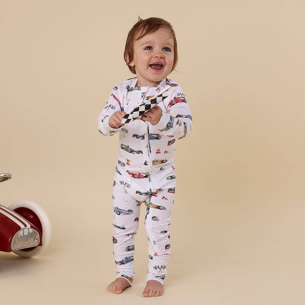 Little Racers Organic Snugglesuit Convertible Romper
