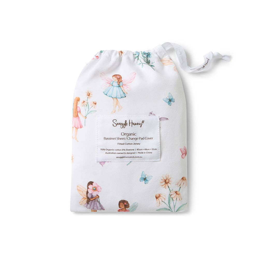 Fairy Garden Organic Bassinet Sheet / Change Pad Cover