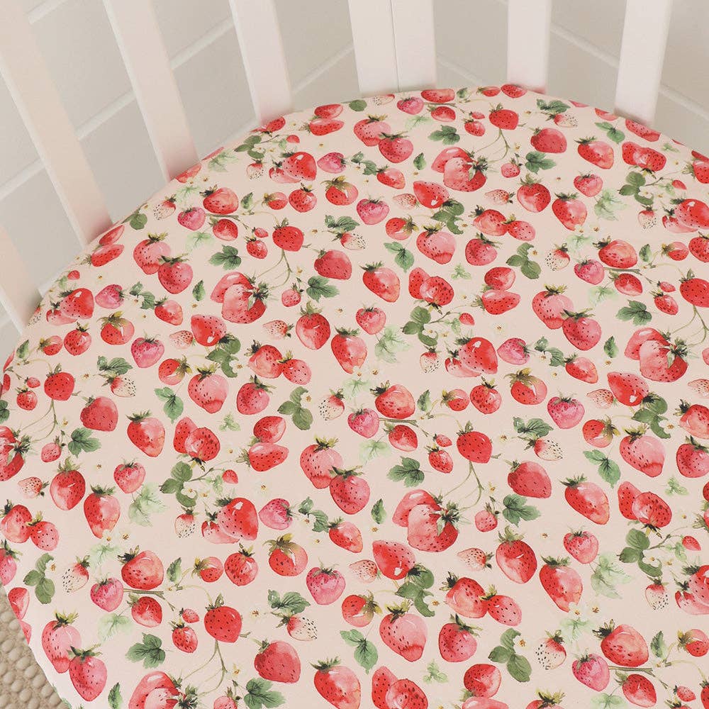 Strawberry Organic Fitted Cot Sheet