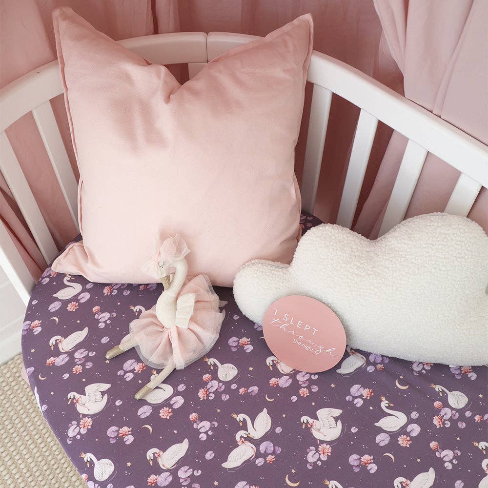 Midnight Swan Organic Fitted Cot Sheet