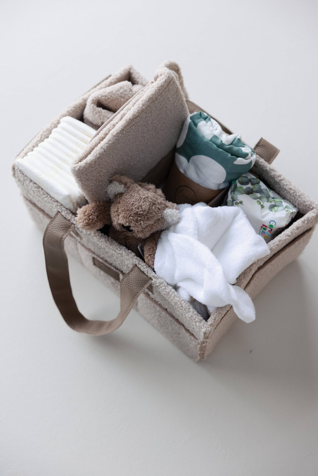 Teddy Nappy Caddy- Soft Nude- NEW