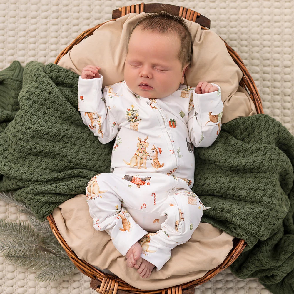 Christmas Pups Organic Snugglesuit Convertible Romper