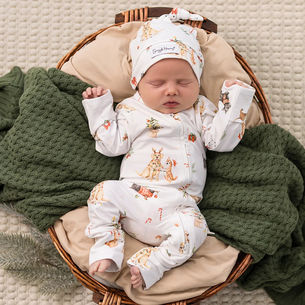 Christmas Pups Organic Snugglesuit Convertible Romper