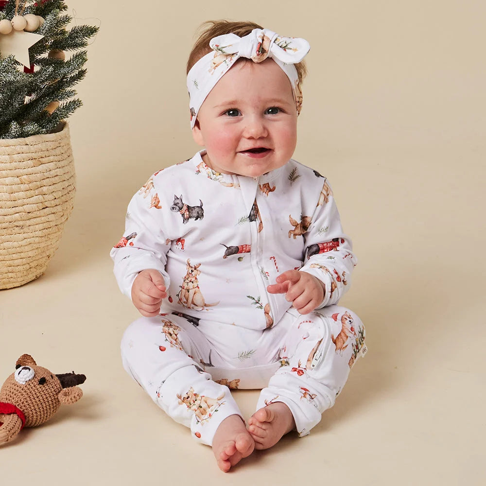 Christmas Pups Organic Snugglesuit Convertible Romper