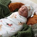 Christmas Pups Organic Jersey Wrap & Beanie Set