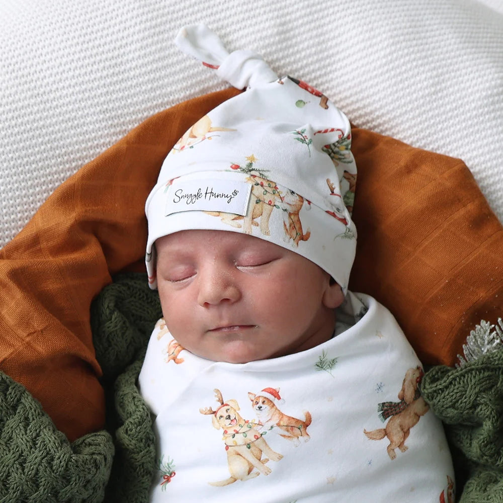 Christmas Pups Organic Knotted Beanie
